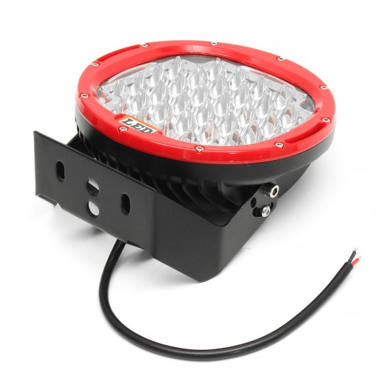 32LED 9 Inch Red Round Work Lamp Light Flood Cover For Car Offroad SUV 4WD