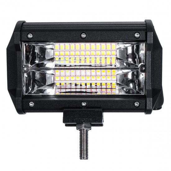 5 Inch 72W LED Work Light Bar Strobe Flash Lamp White Amber For Off-road SUV ATV