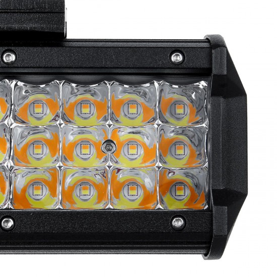 7 Inch 72W LED Work Light Bar Dual Color Strobe Flash Driving Fog Lamp White+Amber Waterproof for Offroad SUV ATV Truck
