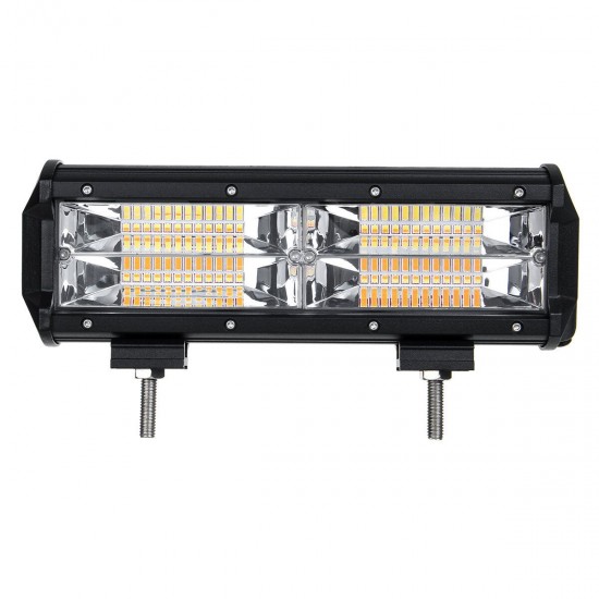 9Inch 144W 48LED Work Light Bar Strobe Flash Lamp White & Amber Color For Offroad Trailer SUV ATV