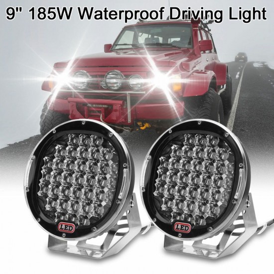 9inch 185W Outdoor Car Light LED Round 3D Spotlight Work Light For Off Road ATV