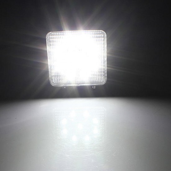 DC10-30V 27W 2500LM White 6000K 4X4 Square Flood LED Work Light forTruck ATV Boat Off Road Cars