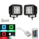 Pair 3inch RGB Control LED Work Light Bar Multicolor Halo Ring For Off Road 4X4 4WD SUV