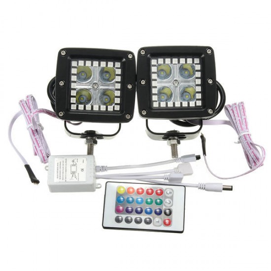 Pair 3inch RGB Control LED Work Light Bar Multicolor Halo Ring For Off Road 4X4 4WD SUV Pair 3inch RGB Control LED Work Light Bar Multicolor Halo Ring For Off Road 4X4 4WD SUV