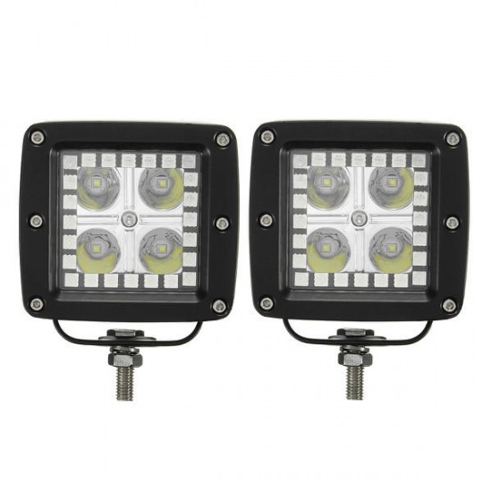 Pair 3inch RGB Control LED Work Light Bar Multicolor Halo Ring For Off Road 4X4 4WD SUV