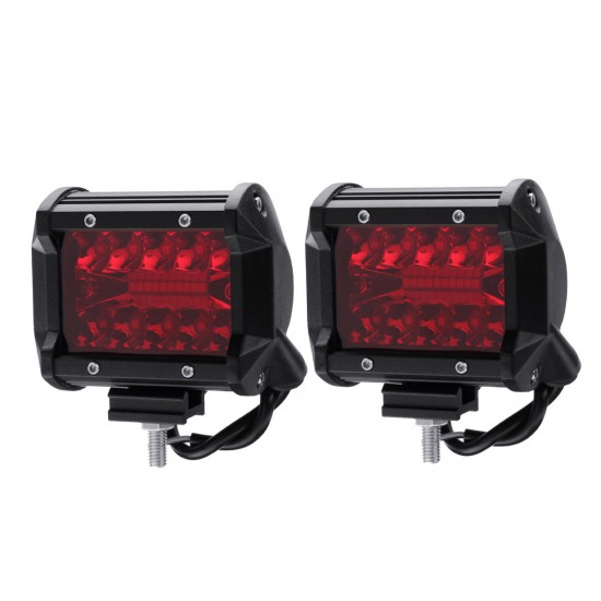 Pair Red 4Inch Tri Row 60W 20 LED Work Light Bar Flood Spot Combo Lamp for Car Offroad SUV