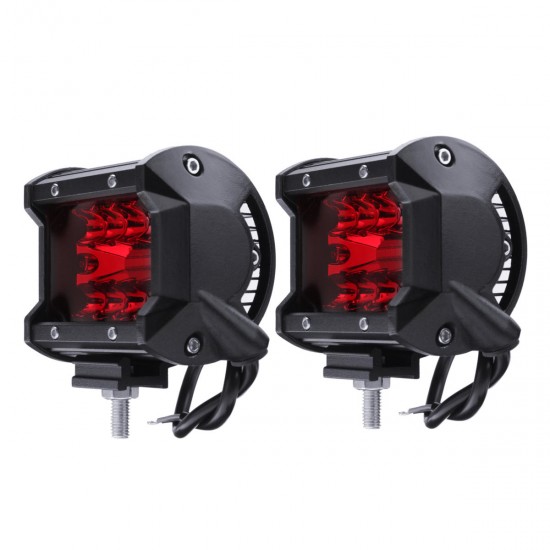 Pair Red 4Inch Tri Row 60W 20 LED Work Light Bar Flood Spot Combo Lamp for Car Offroad SUV