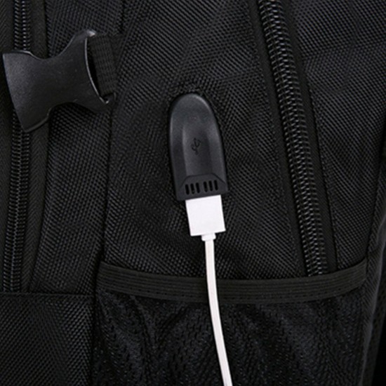 17/20 Inch USB Charging Laptop Bag Black Oxford Cloth Shoulder Bag College Students Business Notebook Backpack