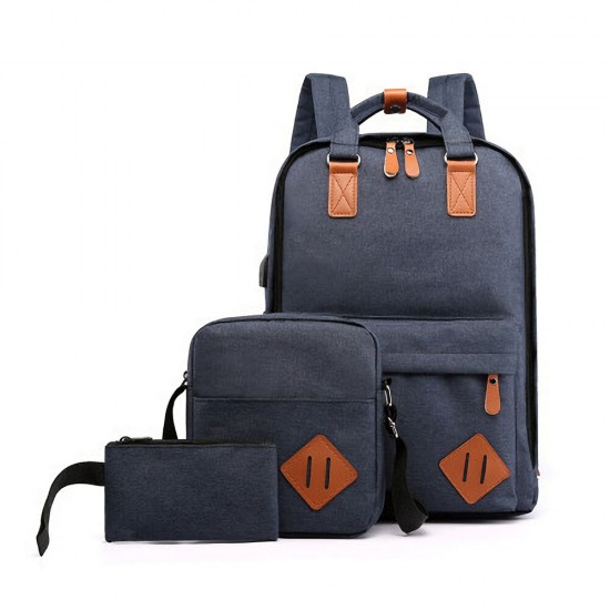 3 in 1 15.6 inch Laptop Bag with USB Charging Port Lagrge Capacity Nylon Classic Business Outdoor Stylish Backpack Scratchproof Breathable