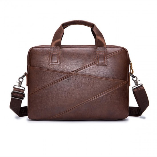 Cowhide Business Briefcase Laptop Bag Handbag Men's Shoulders Storage Bag Crossbody Bag for 15inch Notebook