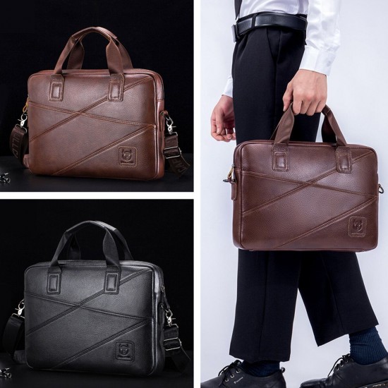 Cowhide Business Briefcase Laptop Bag Handbag Men's Shoulders Storage Bag Crossbody Bag for 15inch Notebook