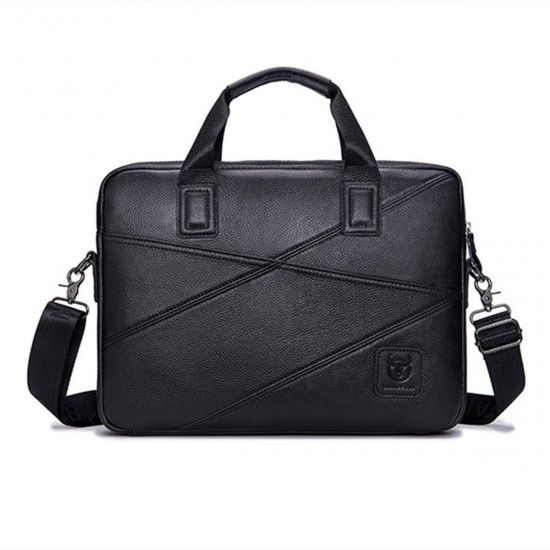 Cowhide Business Briefcase Laptop Bag Handbag Men's Shoulders Storage Bag Crossbody Bag for 15inch Notebook