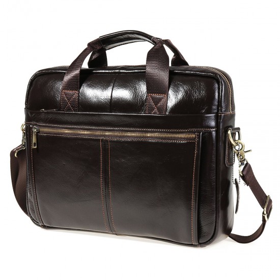 Cowhide Leather Business Briefcase Laptop Bag Retro Men's Bag Schoolbag Handbag Messenger Shoulder Bag for 13.3inch Notebook Cowhide Leather Business Briefcase Laptop Bag Retro Men's Bag Schoolbag Handbag Messenger Shoulder Bag for 13.3inch Notebook