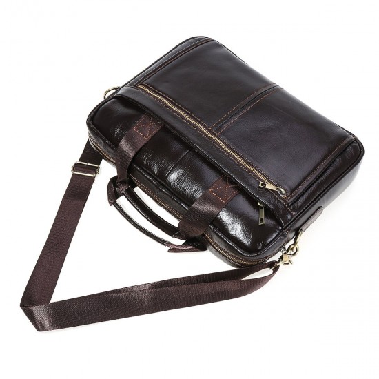 Cowhide Leather Business Briefcase Laptop Bag Retro Men's Bag Schoolbag Handbag Messenger Shoulder Bag for 13.3inch Notebook Cowhide Leather Business Briefcase Laptop Bag Retro Men's Bag Schoolbag Handbag Messenger Shoulder Bag for 13.3inch Notebook