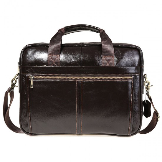 Cowhide Leather Business Briefcase Laptop Bag Retro Men's Bag Schoolbag Handbag Messenger Shoulder Bag for 13.3inch Notebook