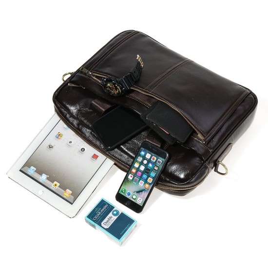 Cowhide Leather Business Briefcase Laptop Bag Retro Men's Bag Schoolbag Handbag Messenger Shoulder Bag for 13.3inch Notebook Cowhide Leather Business Briefcase Laptop Bag Retro Men's Bag Schoolbag Handbag Messenger Shoulder Bag for 13.3inch Notebook