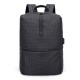 Grid Backpack Laptop Computer Bag Schoolbag Shoulders Storage Bag USB Charging with Headphone Jack for 15.6 inch Notebook