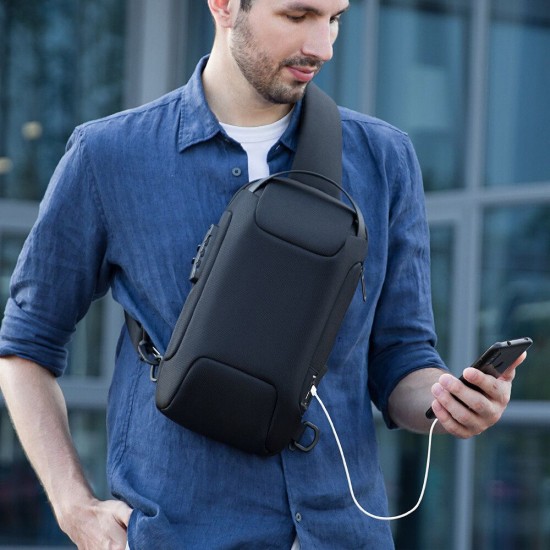 MR7116 Anti-theft Chest Bag Crossbody Bag Business Bag USB Charging Men Handbag Travel Storage Bag