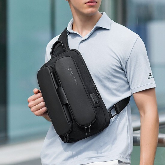 MR7219 Anti-theft Chest Bag Crossbody Bag Business Bag USB Charging Men Handbag Travel Storage Bag