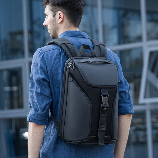MR9369 Business Backpack Laptop Bag Shoulder Bag Men Travel Storage Bag Opened 180°for 15.6 inch Computer