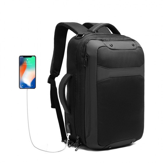 9307 Business Backpack Laptop Bag Single Shoulders Portable Storage Bag with USB Waterproof Anti-theft Men Schoolbag Student