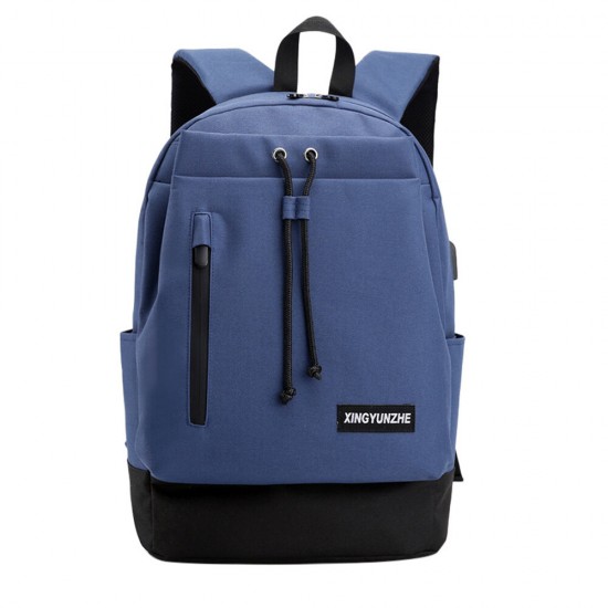 Oxford Backpack Laptop Bag with USB Charging Port Student School Bag Fashion Shoulder Bag for 15.6 inch Notebook