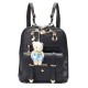 PU Leather Backpack Double Shoulder Bag Women Schoolbag Handbag Crocodile Pattern with Bear Pendant Laptop Bag