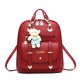 PU Leather Backpack Double Shoulder Bag Women Schoolbag Handbag Crocodile Pattern with Bear Pendant Laptop Bag