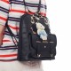 PU Leather Backpack Double Shoulder Bag Women Schoolbag Handbag Crocodile Pattern with Bear Pendant Laptop Bag