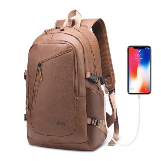 PU Leather Backpack Laptop Bag Shoulder Bag with USB Charging Waterproof Travel Storage Bag for 17 inch Notebook PU Leather Backpack Laptop Bag Shoulder Bag with USB Charging Waterproof Travel Storage Bag for 17 inch Notebook