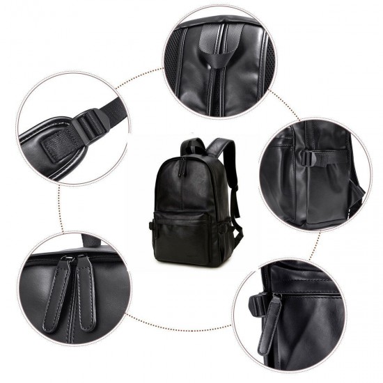 PU Leather Backpack Laptop Bag Shoulders Storage Bag Men's Vintage Schoolbag Student Satchel Rucksack for 15.6inch Notebook PU Leather Backpack Laptop Bag Shoulders Storage Bag Men's Vintage Schoolbag Student Satchel Rucksack for 15.6inch Notebook