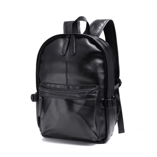 PU Leather Backpack Laptop Bag Shoulders Storage Bag Men's Vintage Schoolbag Student Satchel Rucksack for 15.6inch Notebook