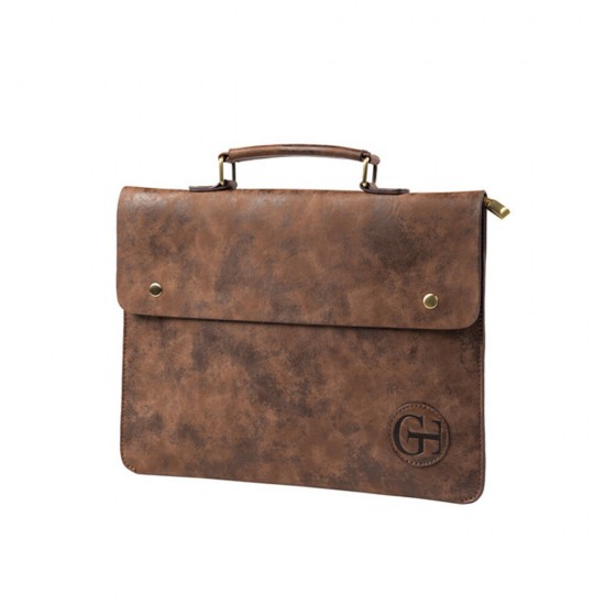 PU Leather Business Briefcase Laptop Bag Retro Handbag Men's Ultrathin File Bag Shoulder Bag Crossbody Bag for 12 inch Notebook
