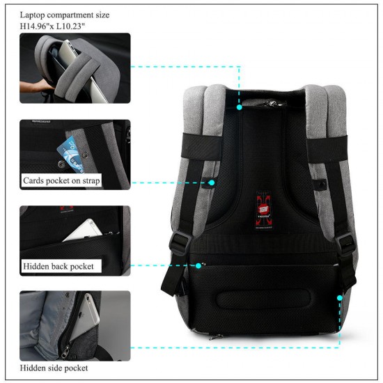 15.6 inch Anti-theft Laptop Bag with Rain Cover Casual Hard Shell Business Unisex Backpack