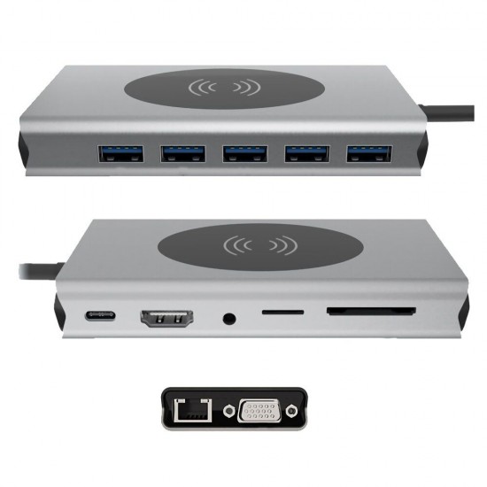 13 in 1 USB Hub Type-C to HD Converter USB 3.0 Hi-Speed TF SD Card Reader Multifunctional Hub Adapter 13 in 1 USB Hub Type-C to HD Converter USB 3.0 Hi-Speed TF SD Card Reader Multifunctional Hub Adapter
