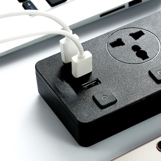 3 AC Universal Outlets Electrical Plug Socket Multifunctional Plug-in Board with USB Independent Switch 2m Extension Cord For Laptop Desk 3 AC Universal Outlets Electrical Plug Socket Multifunctional Plug-in Board with USB Independent Switch 2m Extension Cord For Laptop Desk