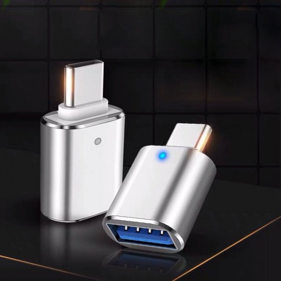 USB3.0 to type-C Adapter Converter Connector Aluminum Alloy with Breathing Lamp for Vehicle Mobile Phone USB3.0 to type-C Adapter Converter Connector Aluminum Alloy with Breathing Lamp for Vehicle Mobile Phone