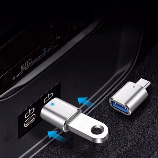 USB3.0 to type-C Adapter Converter Connector Aluminum Alloy with Breathing Lamp for Vehicle Mobile Phone USB3.0 to type-C Adapter Converter Connector Aluminum Alloy with Breathing Lamp for Vehicle Mobile Phone