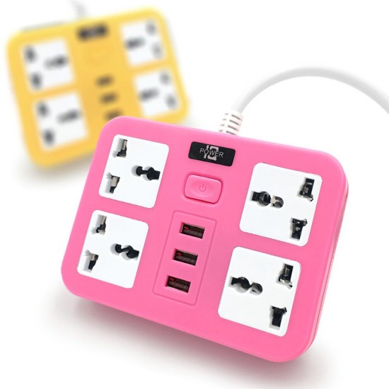 Power Socket 3 Outlet 4 USB Ports Hub Multi Portable Electrical Power Strip Plugs Adaptorfor Home Office