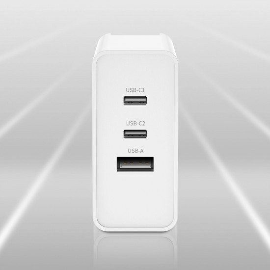 T31 65W GaN PD Fast Charger Mini Adapter High Power Dual Type C+USB Port Smart Output Portable Wall Charger