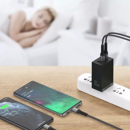 3-Port Laptop Wall Charger 1C 2A 65W USB-C & USB-A Quick Charges for Laptops, Smartphones & Tablets Without Cable 3-Port Laptop Wall Charger 1C 2A 65W USB-C & USB-A Quick Charges for Laptops, Smartphones & Tablets Without Cable