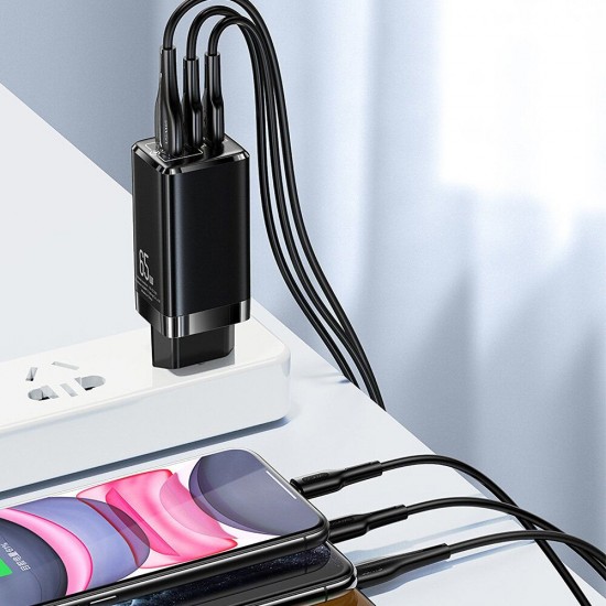 T33 65W GaN Fast Charger Mini USB Power Adapter USBC 3 Port Wall Charger EU Plug for Notebook Tablet Switch Mobile Phone T33 65W GaN Fast Charger Mini USB Power Adapter USBC 3 Port Wall Charger EU Plug for Notebook Tablet Switch Mobile Phone