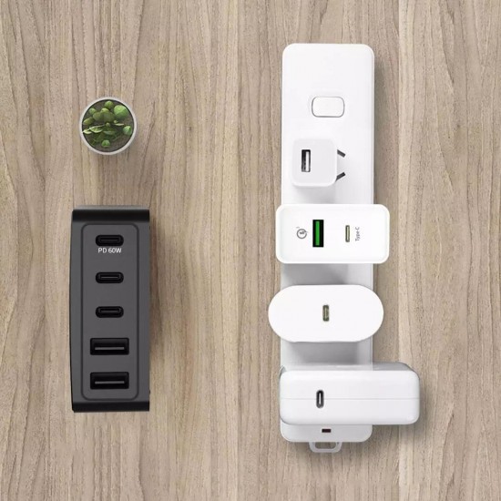 96W Laptop Power 5 Ports USB-C & USB-AFast Chargering Safe For Notebook With EU/US Adapter 96W Laptop Power 5 Ports USB-C & USB-AFast Chargering Safe For Notebook With EU/US Adapter