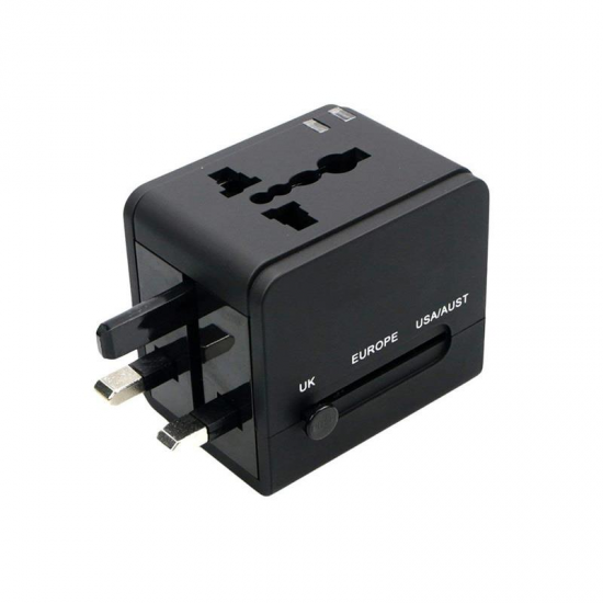 TR-148 Worldwide Universal Multi-functional Conversion Power Plug Dual USB Travel Conversion Plug Standard EU US UK AU Plug