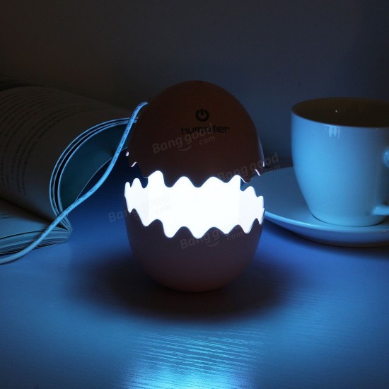 100ML Mini USB Desktop Egg Humidifier with LED Night Light Seven Color Portable Cool Mist Humidifier Air Humidifierfor for Car Vehicle Office