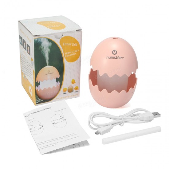 100ML Mini USB Desktop Egg Humidifier with LED Night Light Seven Color Portable Cool Mist Humidifier Air Humidifierfor for Car Vehicle Office