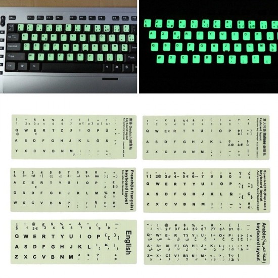 Fluorescent Keyboard Cover Stickers Luminous Waterproof Keyboard Protective Film for Laptop Desktop PC