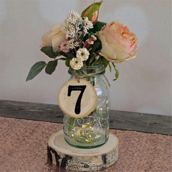 10Pcs/Lot Laser Engraving Wooden Number Hanging Table Cards Wedding Party Decor Reception Pendant