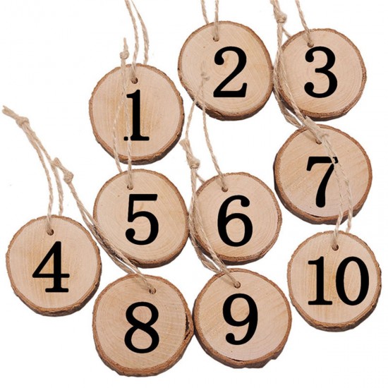 10Pcs/Lot Laser Engraving Wooden Number Hanging Table Cards Wedding Party Decor Reception Pendant