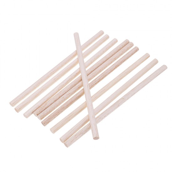 10Pcs/Set 8x200mm Round Balsa Wood Wooden Stick Natural Dowel Unfinished Rods for DIY Crafts Airplane Model